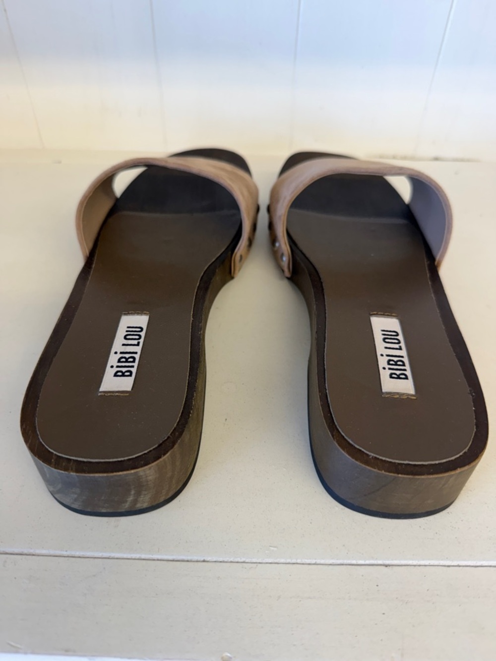 Anthropologie Taupe Suede Slide Sandals with Studs - Picture 5 of 5